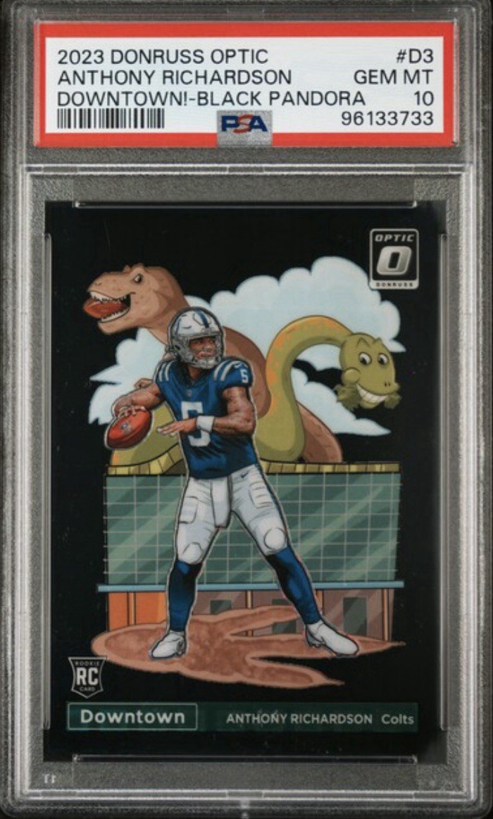 Anthony Richardson (RC) Black Pandora Downtown /25 - PSA 10 - 2023 Donruss Optic