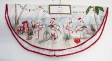 Coastal Collection 22 inch Flamingo Beach Christmas Tree Skirt - Beaded - NWT