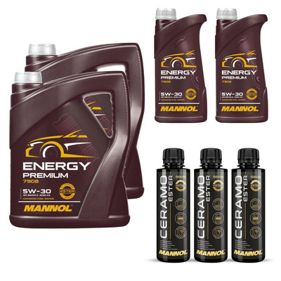 12L MANNOL Motoröl ENERGY PREMIUM 5W-30 Inkl. 3x Additive Ceramo Ester 9829