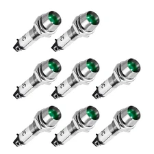 8Pcs Indicator Light DC 24V Green Metal Shell Panel Mount 5/16" 8mm New