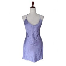 Victoria's Secret Purple Negligee Medium Satin Y2K Slip Cross Back Open Back