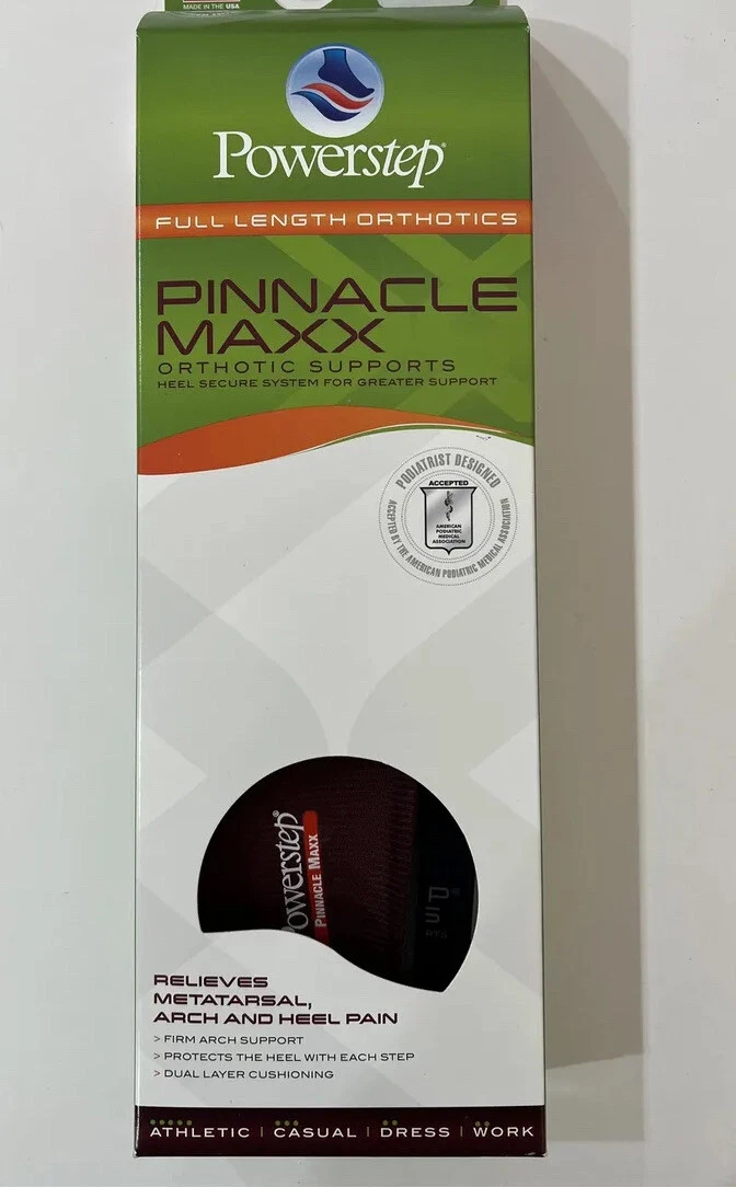 Powerstep Pinnacle MAXX Orthotic Supports Insoles Mens 3 3 1 2 Womens 5 5 1 2