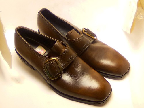 Vintage 1950s Dead stock Men's Brown Leather Monkstrap Sandy Mcgee Size 7.5 - Picture 5 of 8