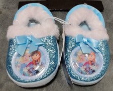 Disney Frozen Slide Slippers Anna  Elsa Glitter  Bowtie Girls Toddler Size 5-6