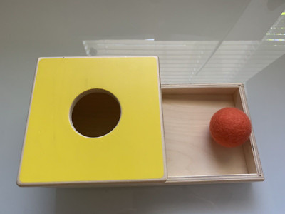 Lovevery Toys Ball Drop Wooden Box The Inspector 7-8 Month W/ 1 Soft Felt Ball