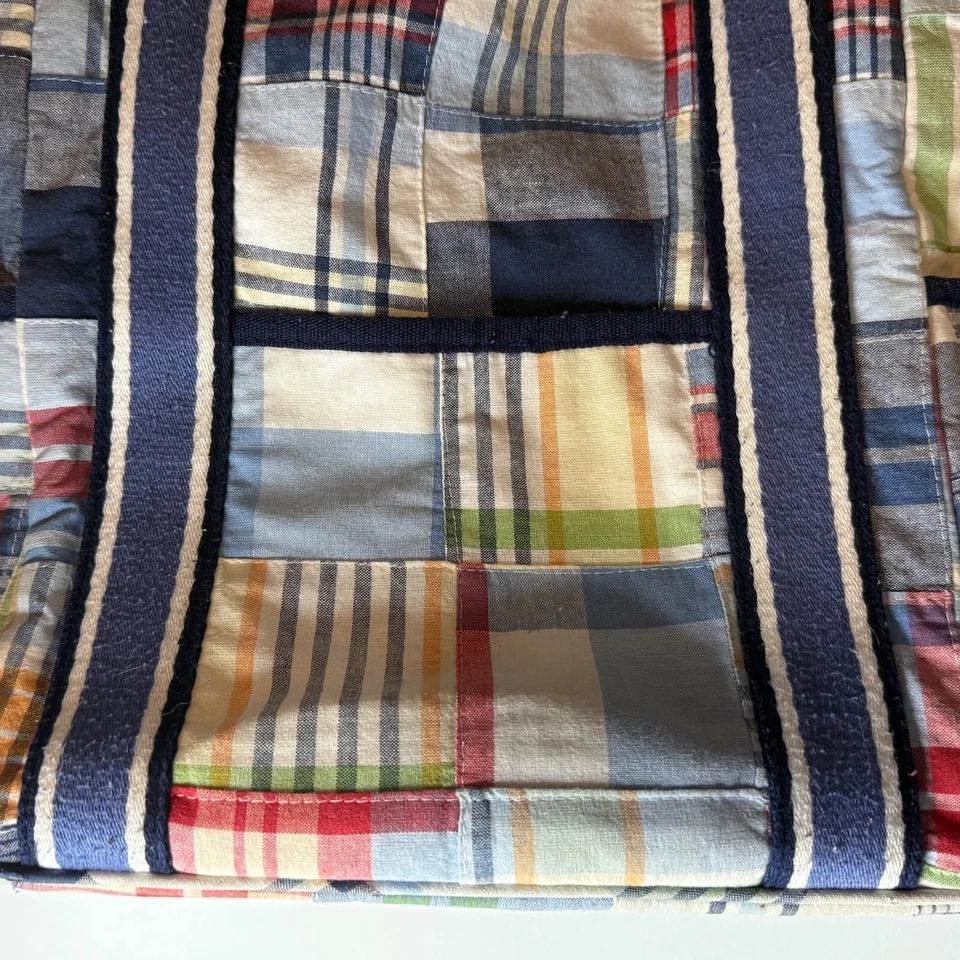 复古 Pottery Barn 儿童格子托特包钱包尿布袋 2000 年代 Y2K — 第 3/4 张图片