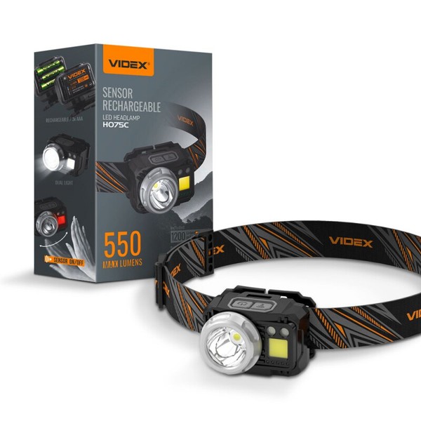 Stirnlampe Wiederaufladbar Videx 550Lm Kopflampe Bewegungssensor 7-Modi Rotlicht-image