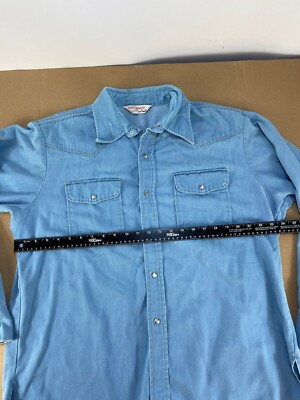 50's BIG YANK 《Vintage》剃刀 Vintage 70s 80s Big Yank Chambray Denim Pearl Snap Western Farm