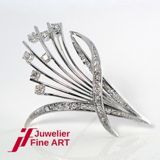 Broche 750/18K Or Blanc Diamants Environ 1,0ct W/VSI-SI - Valeur 2.500€
