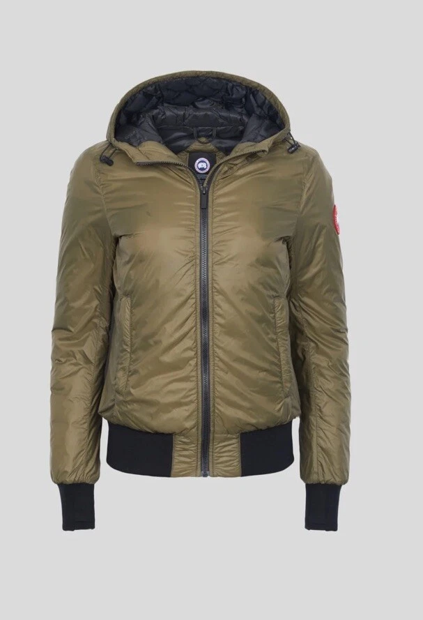 Felpa con cappuccio donna CANADA GOOSE Dore Down in salvia scura nuova con etichetta taglia xs