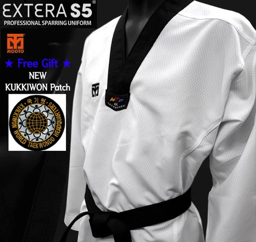 MOOTO EXTERA S5 Uniform WTF Taekwondo Dan Dobok with Free KUKKIWON Patch TKD