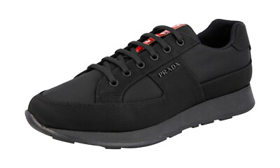 PRADA Nylon PRAX Sneaker LINEA ROSSA - 4E3246 - Schwarz - NEU -  11,5 45,5