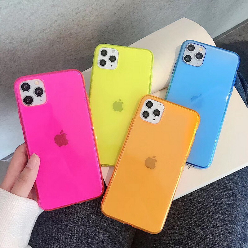 Fluorescence Color Clear Soft Rubber Case Cover For iPhone 17 14 