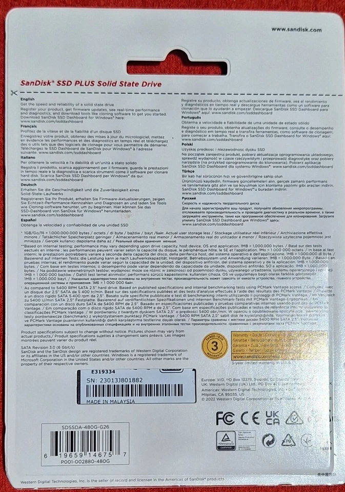 SanDisk 480GB SSD Plus, Internal Solid State Drive - SDSSDA-480G-G26 - Image 2 of 2