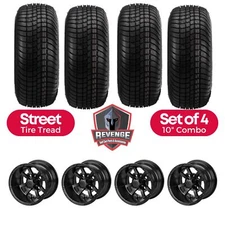 10" Maltese Matte Black Golf Cart Wheels and Tires Combo (205/65-10) Set of 4