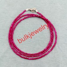 Pink Ruby Necklace 2mm Faceted Beads, Genuine Ruby Gemstone Jewelry, Delicate Re