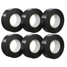 Black Electrical Tape 6-Pack, Waterproof 0.75"x66  High-Temp, UV  Flame Safe