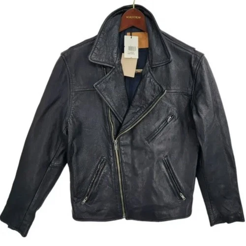LEVIS MADE & CRAFTED LMC - 2 Med Black Leather Biker Bomber Jacket NWT SOLD OUT - product listing photo