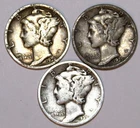 (3) Mercury Dimes - 1938P 1939P 1939D - Fine - #2224ED FREE SHIPPING
