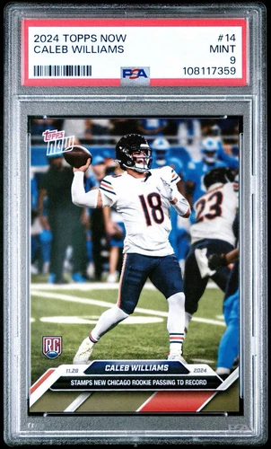 2024 Topps Now Caleb Williams #14 RC - Chicago Rookie Passing Record - PSA 9