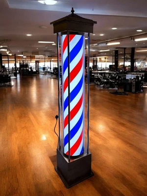 BIG BEARD Big Self Standing Large Barber Pole Full Led 195 cm Long Rotating UK acrylic UK