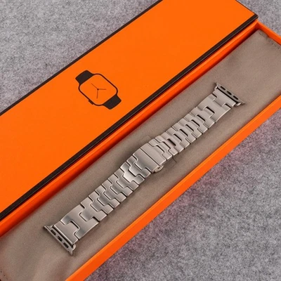 Uhr Hermes Style Satine Grand H Band für Apple Watch Series Ultra 1 2 3 49mm - Bild 1 von 4
