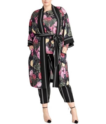 Rachel Roy Womens Floral Kimono Sweater