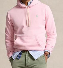 Polo Ralph Lauren Men's Pink Cotton Blend Fleece Lined Pullover Hoodie Size L