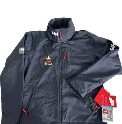 Disney Parks Helly Hansen Mickey Mouse Navy Crew Hooded Jacket Adult L NEW!