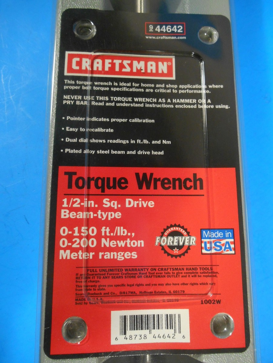 Craftsman Torque Wrench Warranty