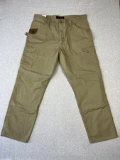 Wrangler Riggs Pants Mens 42x34 Tan Ripstop Ranger Workwear Pants Straight Leg