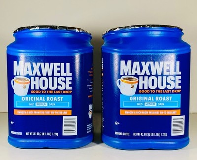 Maxwell House Original Roast Ground Coffee, 43.1 oz X 2, No Lids, FREE SHIPPING