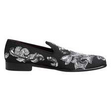 DOLCE & GABBANA Shoes Black Silver Sequined Loafers Men Dress EU44 /US11 3070usd