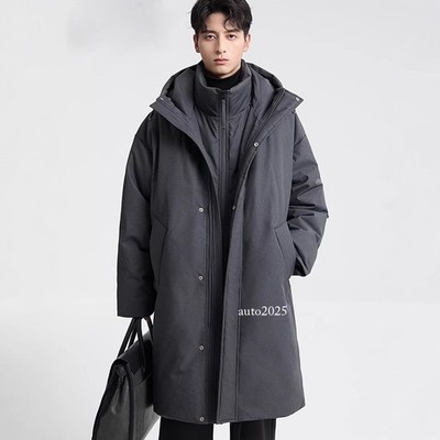 Winter Men's New Hooded Long Zip Parker Down Jacket Thick Duck Down Warm Jacket