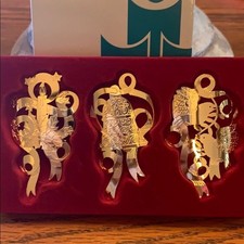 PartyLite Set of 3 HOLIDAY CELEBRATIONS PILLAR CANDLE ORNAMENTS, NIB