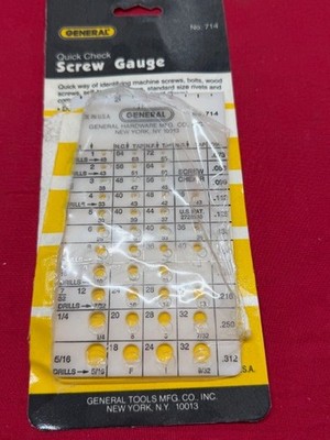 General Tools No. 714 Screw Gauge - Vintage - OPEN PACKAGE