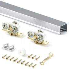 4FT Commercial Sliding Pocket Door Hardware and Track Kit, Aluminum Rail Kit,...