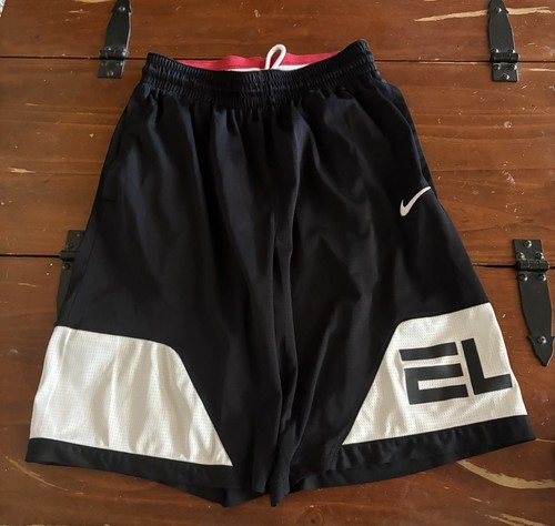 Nike Dri-Fit Elite Basketball Shorts Mens Small Black Red Swoosh Logo Athletic