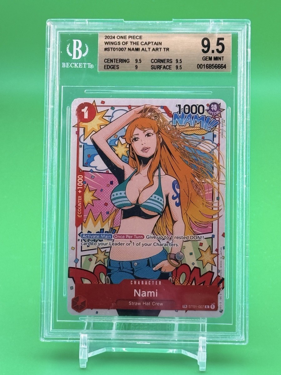 2024 One Piece OP06 En Nami Treasure Rare #007 Beckett 9.5 Gem