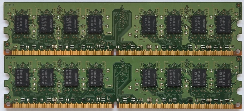Samsung M378T5663EH3-CF7 4GB 2x2GB 2Rx8 PC2-6400U-666-12-E3 DIMM Memory Module - Image 2 of 2