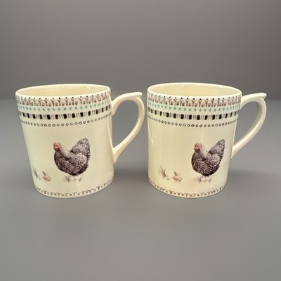 Faincerie De Gien France Coquettes Mug Set Of 2 Hen 10 Oz Cup Discontinued