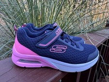 Skechers Girls Microspec Max Epic Brights Navy  Pink Sneakers Shoes Sz 1.5 New