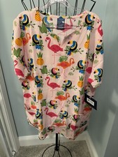 Zoe + Chloe Flamingo Stop Pale Pink Medium M Scrub Top Women Ladies Vet
