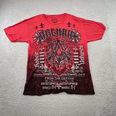 Affliction Shirt Men XL Red Black Grunge Archaic Cyber Goth Mall Y2K Punk