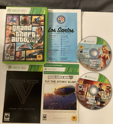 Grand Theft Auto V GTA 5 (Microsoft Xbox 360) - Complete W/Manual + Map  TESTED!