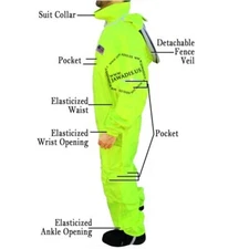 Fluorescent Yellow Beekeeper Suit 2XL - Durable Bee Protection Gear