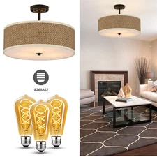 3-Lights Semi-flush Mount Ceiling Light Pendant Lamp Bedroom Chandelier Fixtures