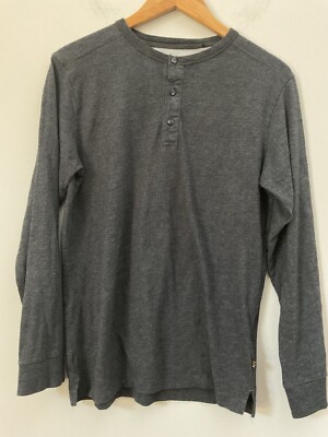 T-shirt Henley Homme Gris Manches Longues – ODIN New York, Taille L, Coton Mélangé