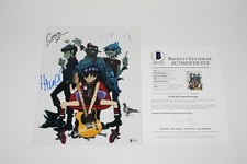 GORILLAZ DAMON ALBARN JAMIE HEWLETT SIGNED 11x14 PHOTO BECKETT COA DEMON DAYS +1
