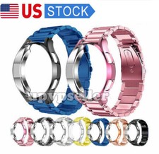 For Samsung Galaxy Watch 6 40/44/43/47mm Stainless Steel Strap Soft TPU Case